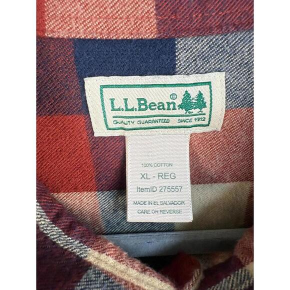 L.L. Bean Shirt Scotch Plaid Flannel Blue Red Button-Down XL - Picture 2 of 5